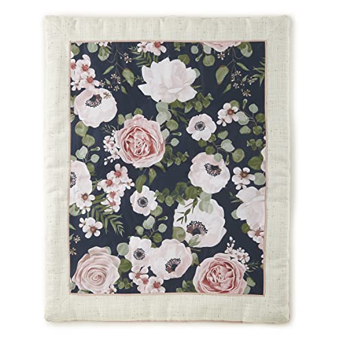 Image of Levtex Baby - Fiori Crib Bed Set - Baby Nursery Set - Floral - Charcoal, Coral, Pink, Green, Cream - Bold Floral - 4 Piece Set Includes Quilt, One Fitted Sheet, Wall Decal & Skirt /Dust Ruffle