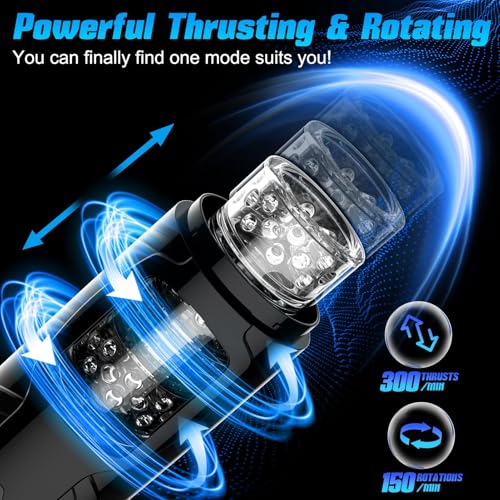 Image of Cafatop Automatic Male Masturbator Sex Toys for Men with Thrusting & Rotating, Realistic Male Stroker Pocket Pussy with Suction Cup Base, IPX7 Waterproof USB Rechargeable Adult Sex Toys