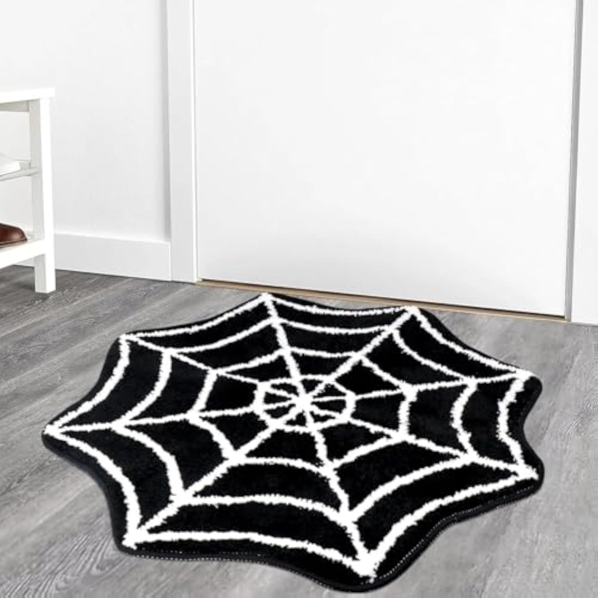 Live Beautiful Spider Web Bath Mat, Halloween Theme