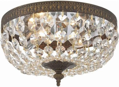Crystorama 710-EB-CL-MWP, Richmond Round Crystal Flush Mount Lighting, 2 Light, 120 Watts, Bronze