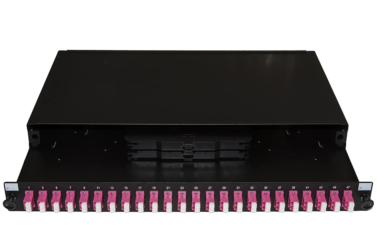 LINK Pannello Fibra Ottica LK24LC4 con adattatori LC Duplex OM4 Design Estraibile e inclinabile Colore Nero Dimensioni 43x28x4,2 cm unità 1 per Armadio Rack 19 Pollici