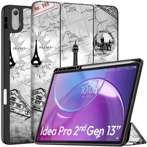 Image of Robustrion Case for Lenovo Idea Tab Pro 2nd Gen 13 inch Cover Case with [Pencil Holder] [Soft Flexible Case] for Lenovo Idea Tab Pro Gen 2 Cover Case 13 inch [Auto Sleep Wake Support] - Eiffel