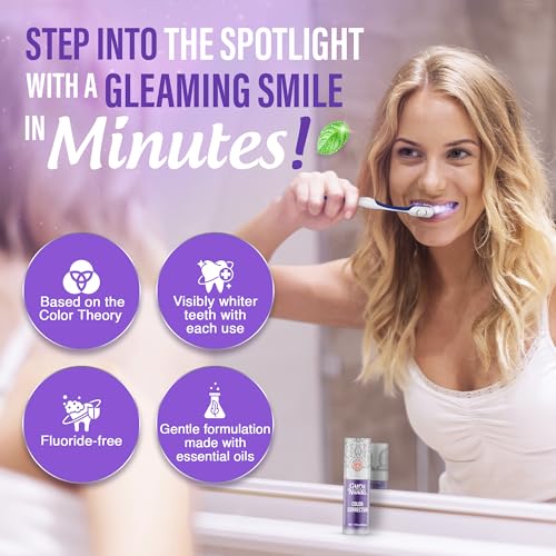 gurunanda purple color corrector serum fluoride-free amp gentle instant teeth whitening with essential oils up to 50 uses 2 pack