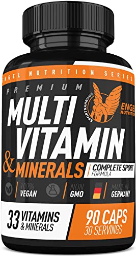 Multivitamin & Mineralien 90 Kapseln + Enzyme + Fruit & Greens | Hochdosiert für Sportler Cover