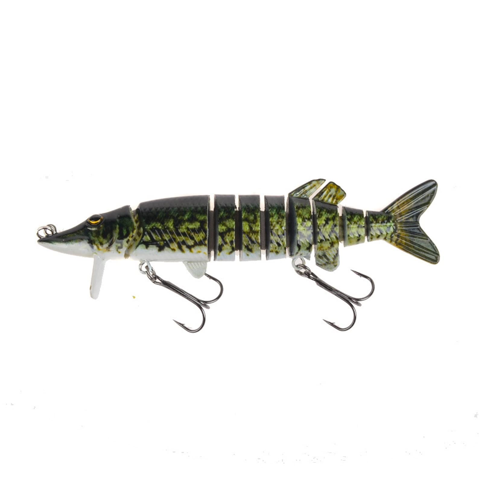 5 Stück 12,5 cm 20g Mehrgelenkiger Bass-Angelköder für Forelle Barsch Karpfen Langsam sinkende bionische Schwimmköder Drillinge 3D-Augen