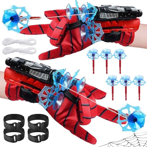 ZZRSYJ 2 Set Juegos de Launcher Glove,Juegos de Guantes de Lanzador,Lanzador de Héroes, Guantes Spider Niño Guante Hero Launcher,Guantes de Plástico Cosplay para Niños (B)