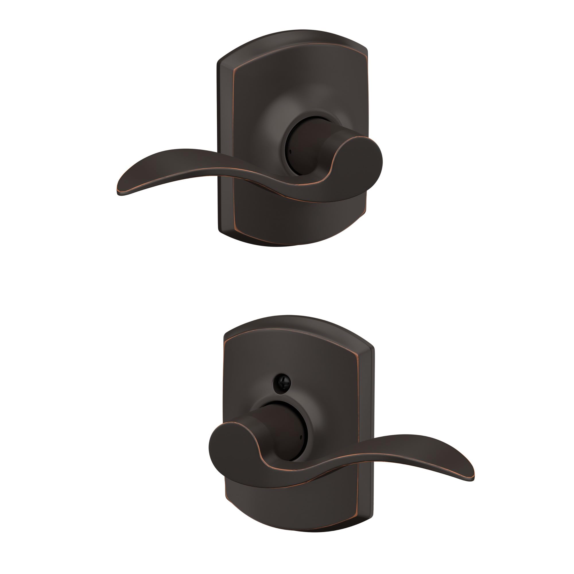 Schlage Accent Hall/Closet Passage Door Handle, Reversible, Aged Bronze | Hall or closet lever door handle with no lock, Easy to install, Certified durability, Universal fit