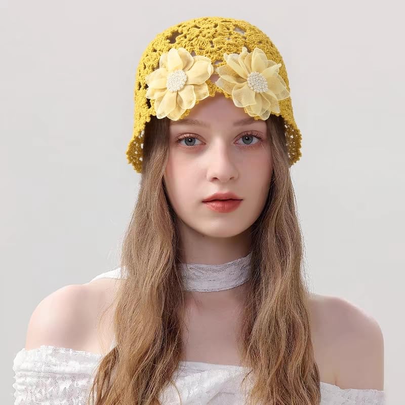 Gorro tejido a mano para mujer en verano miniatura 4