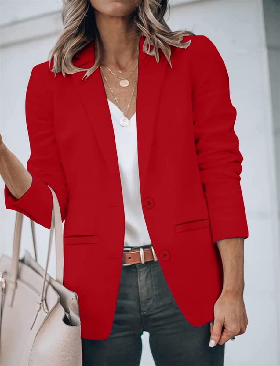 Minetom Blazer Donna Maniche Lunghe Tinta Unita Cappotto Elegante Ufficio Business Blazer Gilet Tailleur Giacca con Bottoni