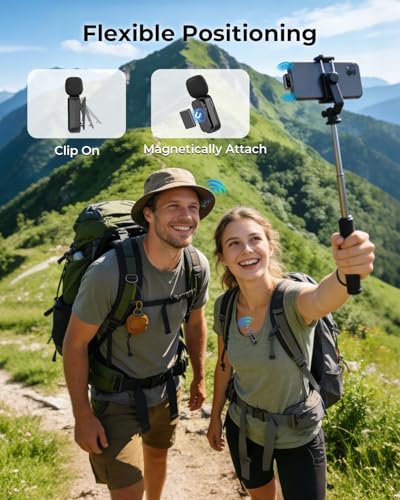 Image of GRENARO Wireless Mic for YouTube, Plug & Play Mini Wireless Microphone for Mobile, Magnetic Clip, 3-Level Noise Reduction, Mic for Video Recording, Live Streaming, Podcast, for Beginners & Creators