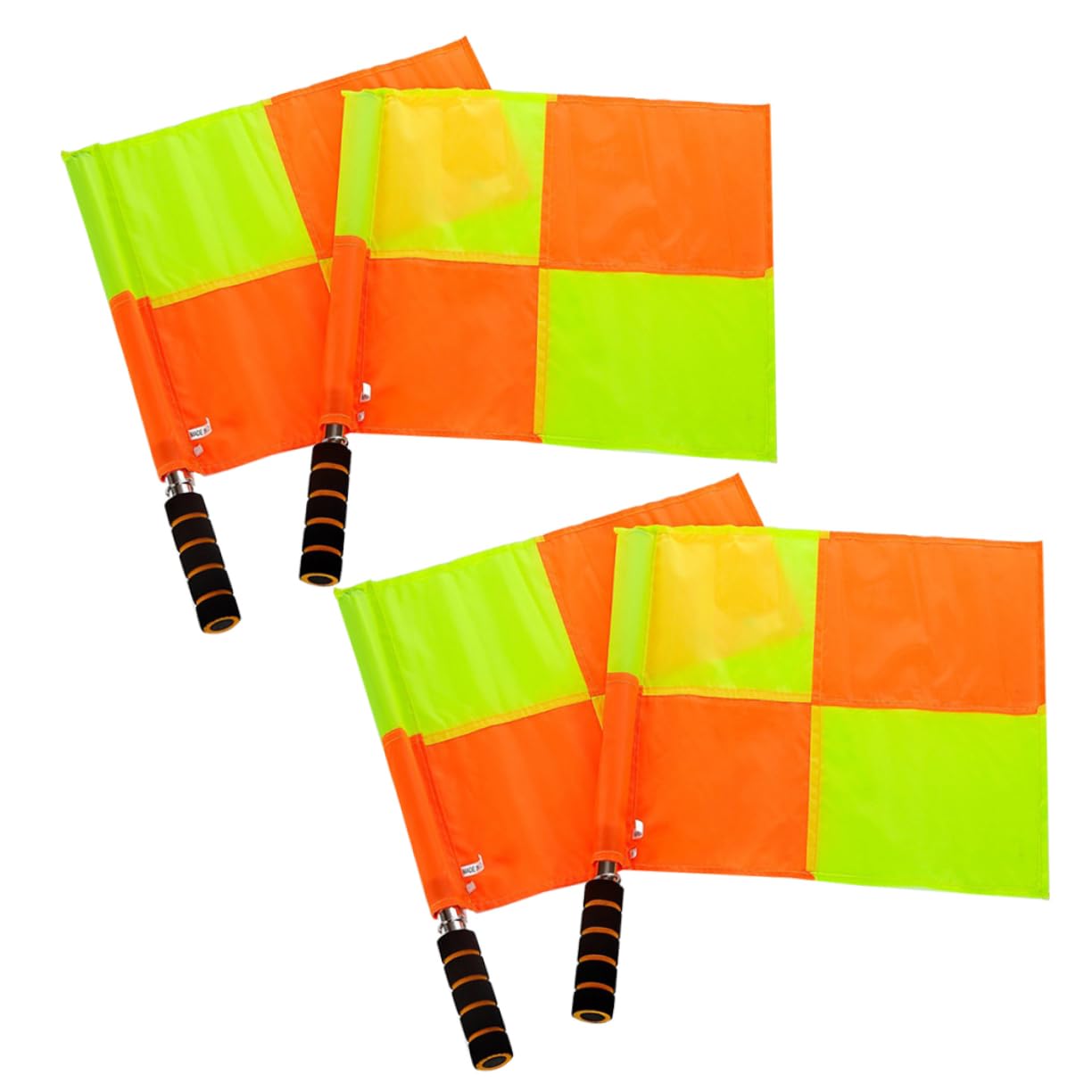 SUPVOX Handheld Match Referee Flags Set Fluorescent Yellow Signal Flags for Outdoor Football Games