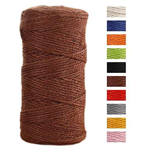 JeogYong Cuerda de yute de 2 mmx100 m, cuerda de yute de color natural de 3 capas, cuerda de yute gruesa para decoración de floristería, agrupación, regalos de envoltura (café)