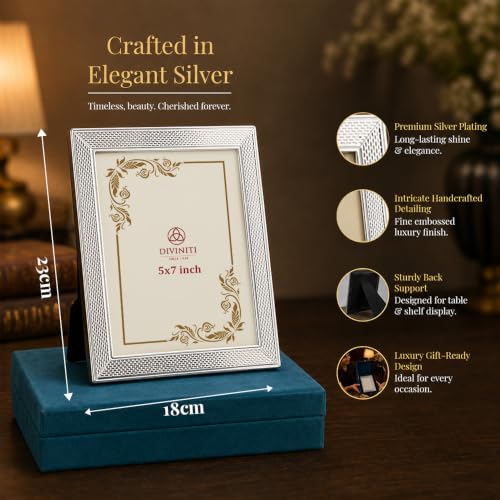 Image of Elegant Silver Photo Frame for Tabletop & Wall Display | Premium Decorative Picture Frame | Home Decor Photo Frame for Living Room, Bedroom, Office | Ideal for Photos, Certificates & Gifts