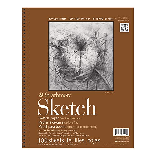 Strathmore 400 Series Sketch Pad, 9x12 inch, 100 Sheets - Artist Sketchbook for Drawing...