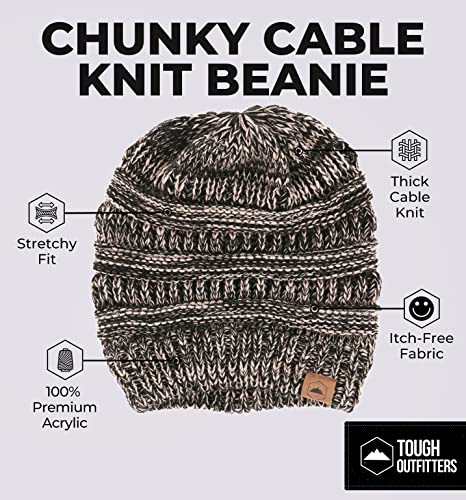 Tough Headwear Womens Beanie Winter Hat - Warm Chunky Cable Knit Hats - Soft Stretch Thick Cute Knitted Cap For Cold Weather #TOP3