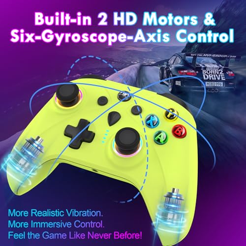 Image of UGAME Wired Xbox Controller for X Box Series X S One PC PS4 Switch, Gaming Control Controllers with 1000Hz Polling Rate No Drift Stick, Custom Paddles Turbo RGB Light Remote, Green Gamepad