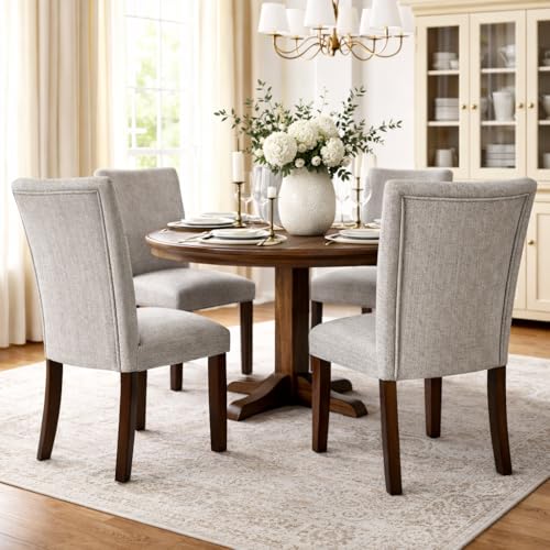 Image of HomePop Parsons Classic Upholstered Accent Dining Chair, Single Pack, Light Grey