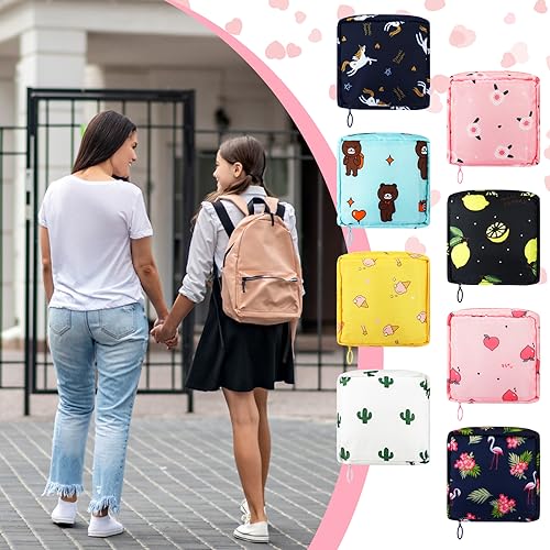 Clysee 8 Pcs Sanitary Napkin Storage Bags and 100 Pcs Disposal Bags, Period Pad Pouch with Zipper, Menstrual Tampon Storage Supplies for Teen Girls Women