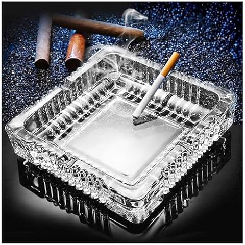 SIDSONS Large Glass Ashtray with Crystal Cut Cover