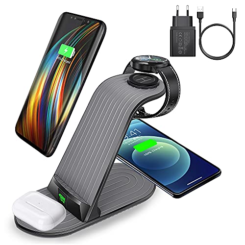 Estación de carga por inducción de 15 W, 4 en 1, cargador de inducción compatible con Samsung Galaxy S20S21Note20, estación de carga para Samsung Watch 432ActiveGearS3 y Samsung Buds y otros