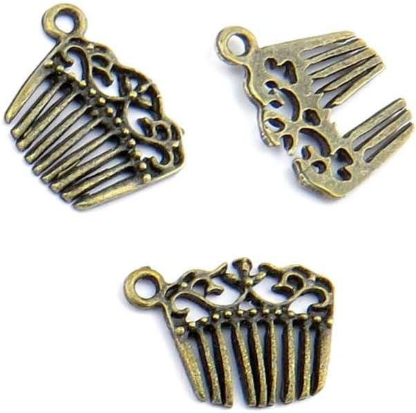Jewelry Making Findings Antique Bronze Charms FL1280 Hair Comb Craft Lots Repair Supplies