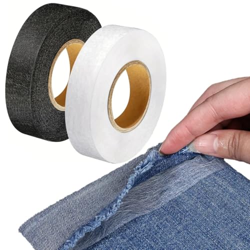 SIRLOMU 2 unidades Cinta de Tela Termoadhesiva Lavable y Autoadhesiva, Cinta para Dobladillos y Ropa, Hilo Termofusible, Cinta Adhesiva para Reparar Cortinas y Bajos de Pantalón