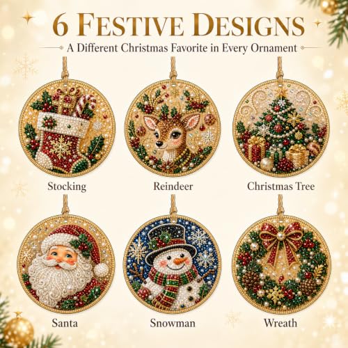 6PCS Christmas Ornaments DIY Pearl Diamond Art Kits - image 2