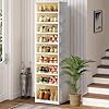 Shoe box foldable storage box easy assembly clear plastic stackable shoe storage cabinet shoe organizer shoe container box with lids large size shoe rack 9 layers  urban country home decor