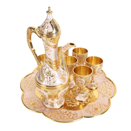 Juego de té turco de alta gama en aleación de zinc con bandeja decorativa vintage 5