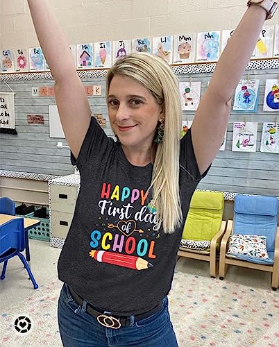 First Day of School Shirt Women Teacher Life T Shirts Back to School Gift Tee Tops for School Teachers Students - Image 6