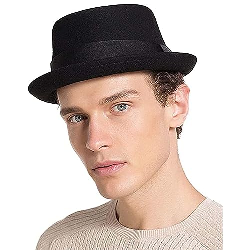 Chapeau Breaking Bad Chapeaux Porkpie Chapeaux en Feutre de Laine Heisenberg Chapeau Fedora pour Homme, Noir, Taille L