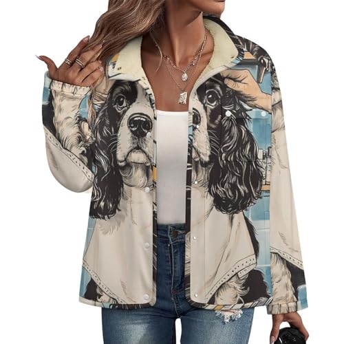 Cocker Spaniel Getting A Haircut Fleece Winter Coats Jackets for