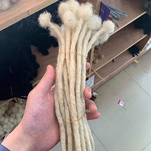 100% Human Hair Dreadlock Extensions Blonde Handmade Crochet Loc Extensions Medium Size Width 0.6 cm (12 inch 10 strands, 613)