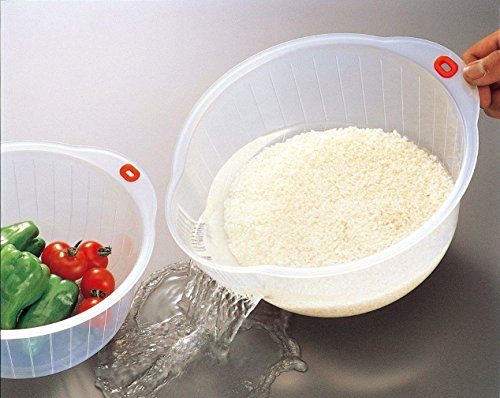 INOMATA Japanese Rice Washing Bowls Set of 2, Transparent, Set of 2, 2-Quart and 2.5 Quart - Image 2