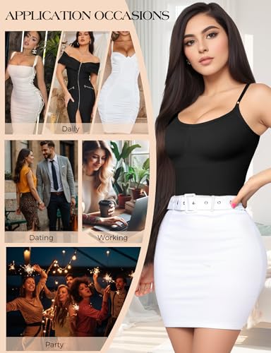 MooonGem Body feminino com controle de barriga, sem costura, modelador para mulheres, sem mangas, go