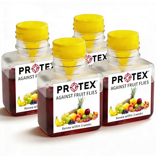 PR0TEX Fruit Fly Trap (4 Pack) Highly Effective Fly Trap Ideal for Home & Kitchen Bait Included Fruit Fly Catcher. Effective Non Toxic Solution to Remove Fruit Flies