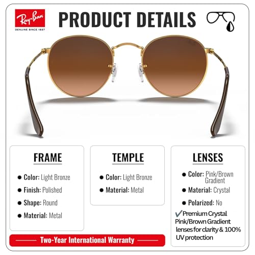Image of Ray-Ban RB3447 ROUND METAL Round Shaped Sunglasses for Men with Official RAYBAN Eyewear Kit