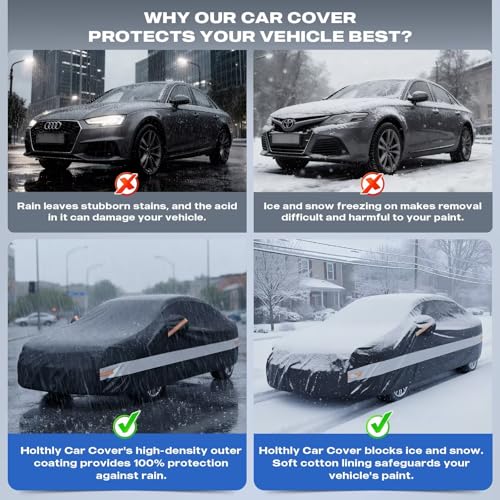 Image of 10 Layers Car Cover Custom Fit for Mazda 3 Sedan(2006-2026), Waterproof All Weather for Automobiles, Outdoor Full Cover Sun Dust Rain Protection with Cotton. Black
