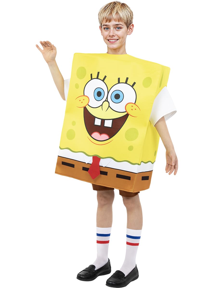 Funidelia | Spongebob Schwammkopf Kostüm für Jungen und Mädchen Zeichentrickfilm, Film und Serien - Kostüm für Kinder & Verkleidung für Partys, Karneval & Halloween - Größe 10-12 Jahre - Gelb