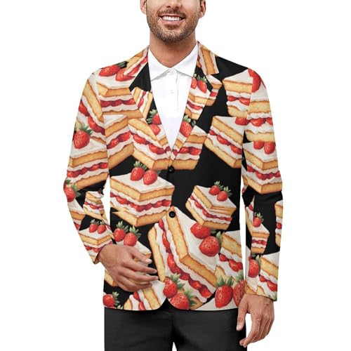 Strawberry Cake Men's Slim Suit Long-Sleeve Prom Tuxedo Classic Two Button Business Jacket - Main Image