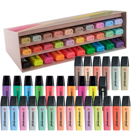STABILO BOSS ORIGINAL Set de 30 marcadores, 9 fluorescentes, 14