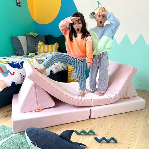 Image of Nugget - The Original Play Couch for Kids - Modular Foam Children's Sofa for Playroom, Imagination, & Creative Open Ended Play - Washable & Convertible Playroom Furniture, Heartthrob