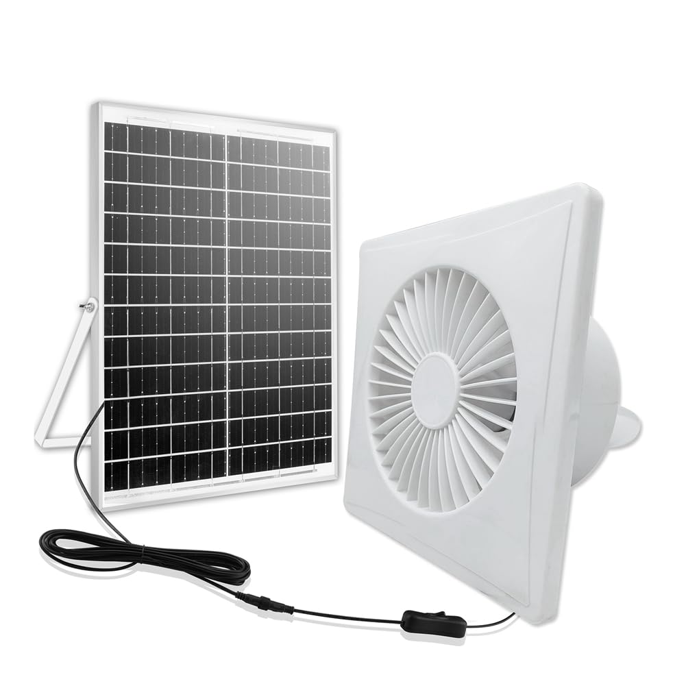 Ctrlzs Ventilation 6-Inch High-Speed Solar Silent Fan With 8W Panel Shed Solar Exhaust Fan For Chicken Coops,Greenhouses,Sheds B