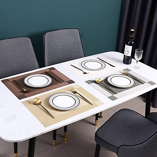 Sets de table durables en PVC tissé de qualité lot de 6 lavables gris moderne - 4
