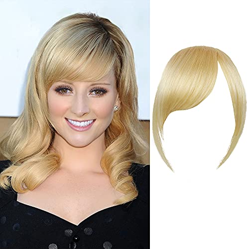Dsoar Thick Side Bangs Clip In Real Human Hair Bangs Natural Clip On Side Bangs Straight Fringe Hair Extensions(Blonde/613#)
