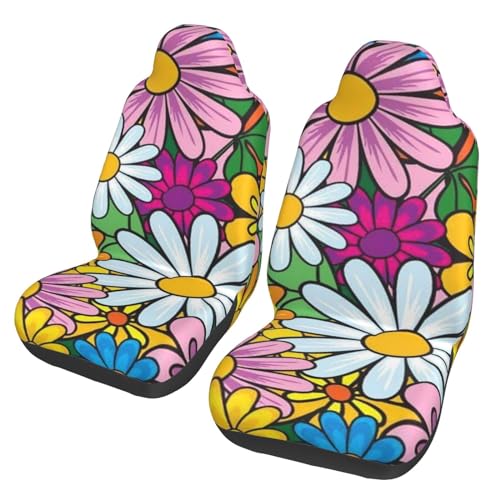 Housses de siège de voiture en tissu extensible et respirant avec motif floral universel