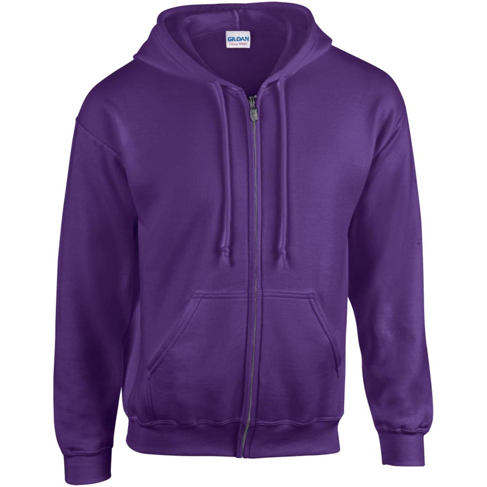 Gildan Heavy Blend Unisex Adult Full Zip Hooded Sweatshirt Top (M) (Purple)  at Amazon Men's Clothing store