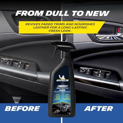 Image of MICHELIN Car Interior Trim Polish & Protectant 500ml | Polishes & Protects Plastic, Leather, Vinyl & Rubber | Leather Conditioner with UV Protection | Restores Shine with Non-Greasy & Anti-Dust Finish