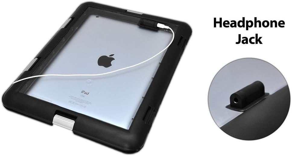 Pyle Universal iPad Waterproof Case, Marine Water Resistant IPX8 Outdoor Rugged Heavy Duty Tough Durable Shockproof Dustproof Protective Case with Screen Protector and Headphone Jack (Black) - Image 3