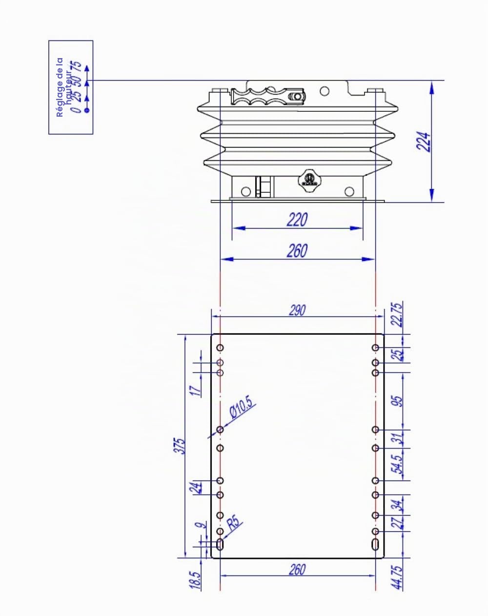 Suspension mécanique réglage de 50 a 130kg, Grammer DS CS 85H/90 siège de tracteur à 3 compartiments réglable en hauteur